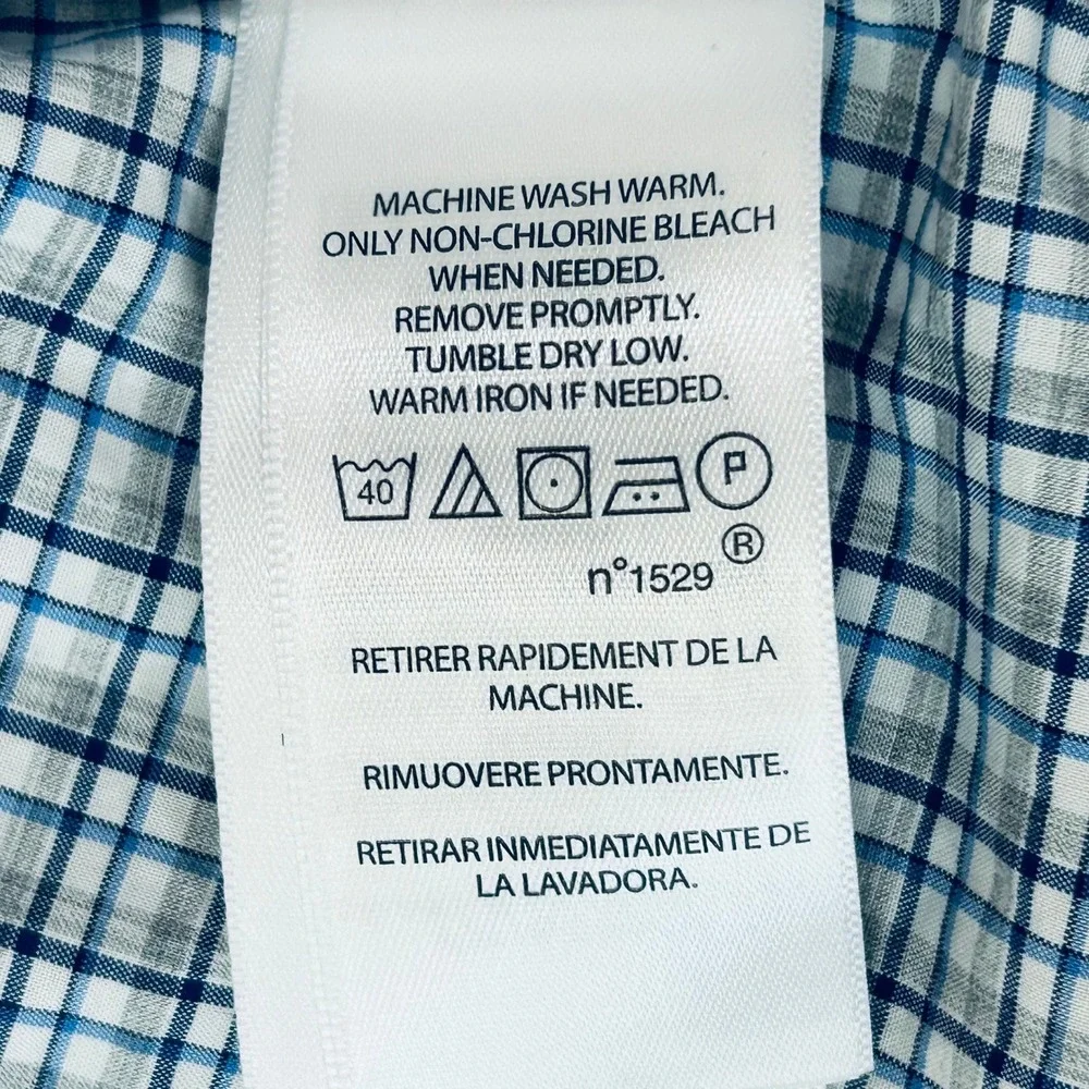 Polo Ralph Lauren Classic Fit Shirt Men XXL Blue White Gray Plaid Stretch Preppy